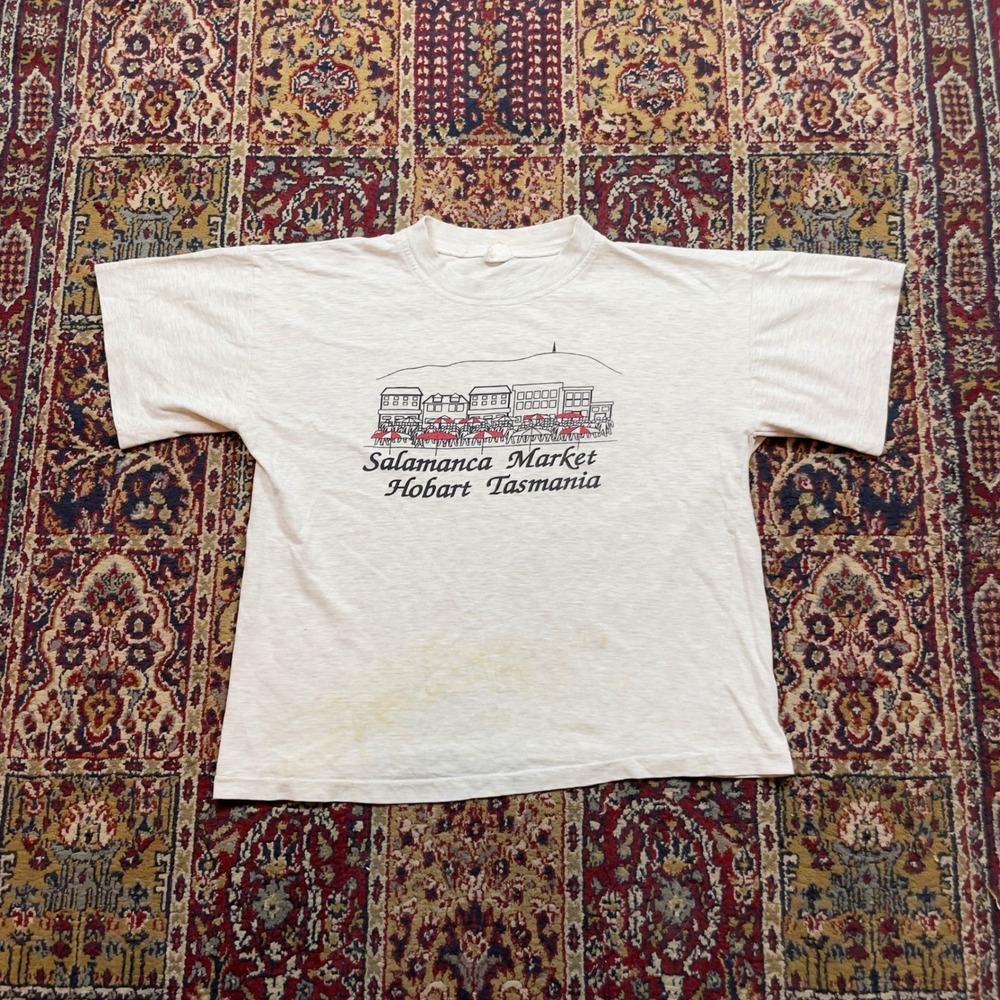 VTG‎ 80s 90s Salamanca Market Hobart Tasmania T Shirt M-L Australia Gray Heather